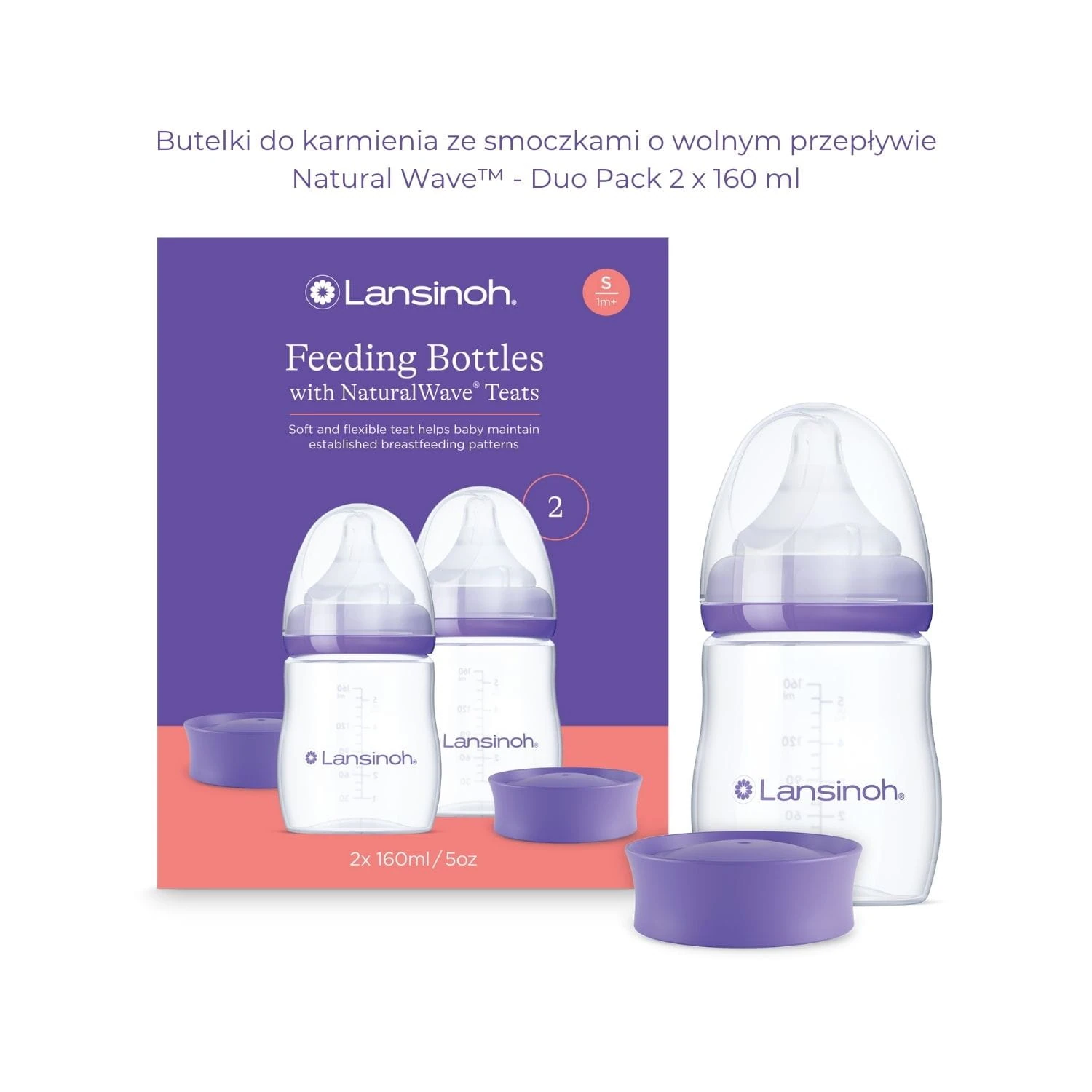 Klinikasmyka Butelki-do-karmienia-ze-smoczkami-o-wolnym-przeplywie-Natural-Wave---Duo-Pack-2-x-160-ml